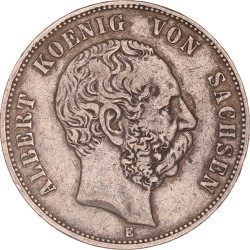 German States. Saxony. Albert I. 5 Mark. 1875 E.