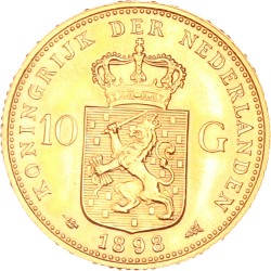 10 Gulden. Wilhelmina. 1898 zonder punt. Zeer Fraai / Prachtig.