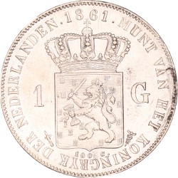 1 Gulden. Willem III. 1861. Prachtig.