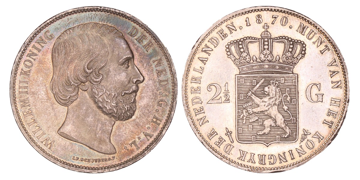 2½ Gulden. Willem III. 1870. UNC -.