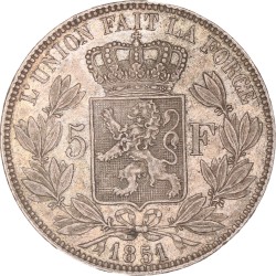 Belgium. Leopold I. 5 Francs. 1851.