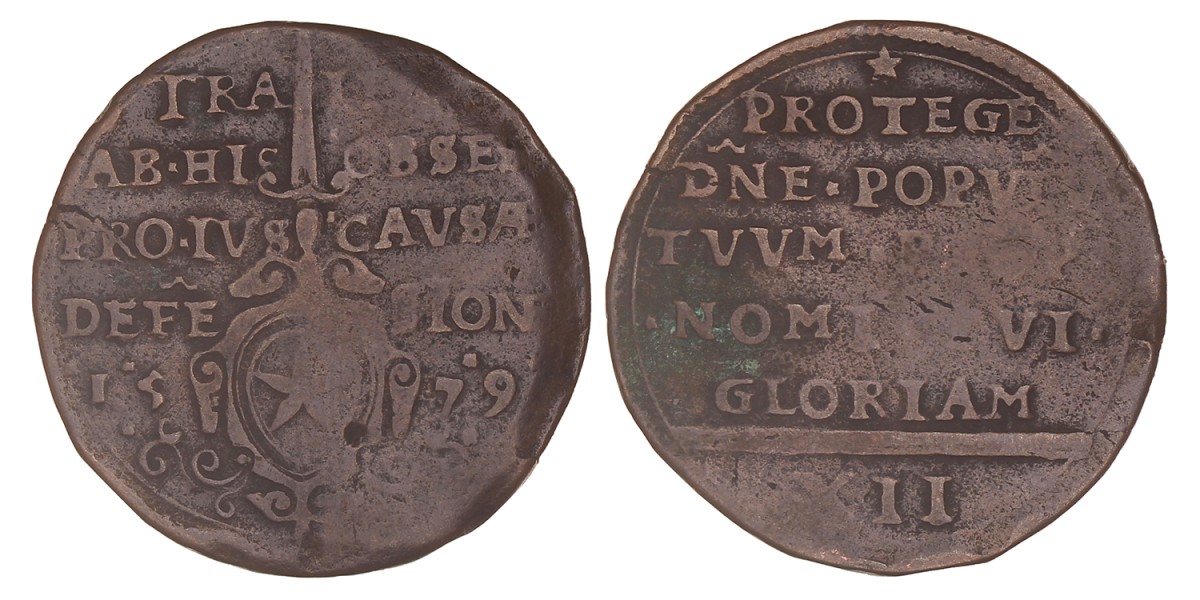 12 Stuiver. Maastricht. Beleg door Spaanse troepen. 1579. Fraai +.