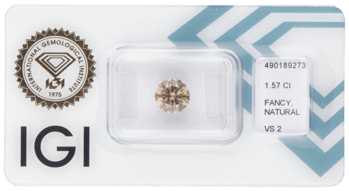 IGI-gecertificeerde briljant geslepen natuurlijke diamant van 1.57 ct.