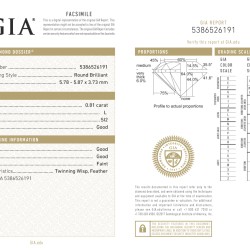 GIA-gecertificeerde briljant geslepen natuurlijke diamant van 0.81 ct.