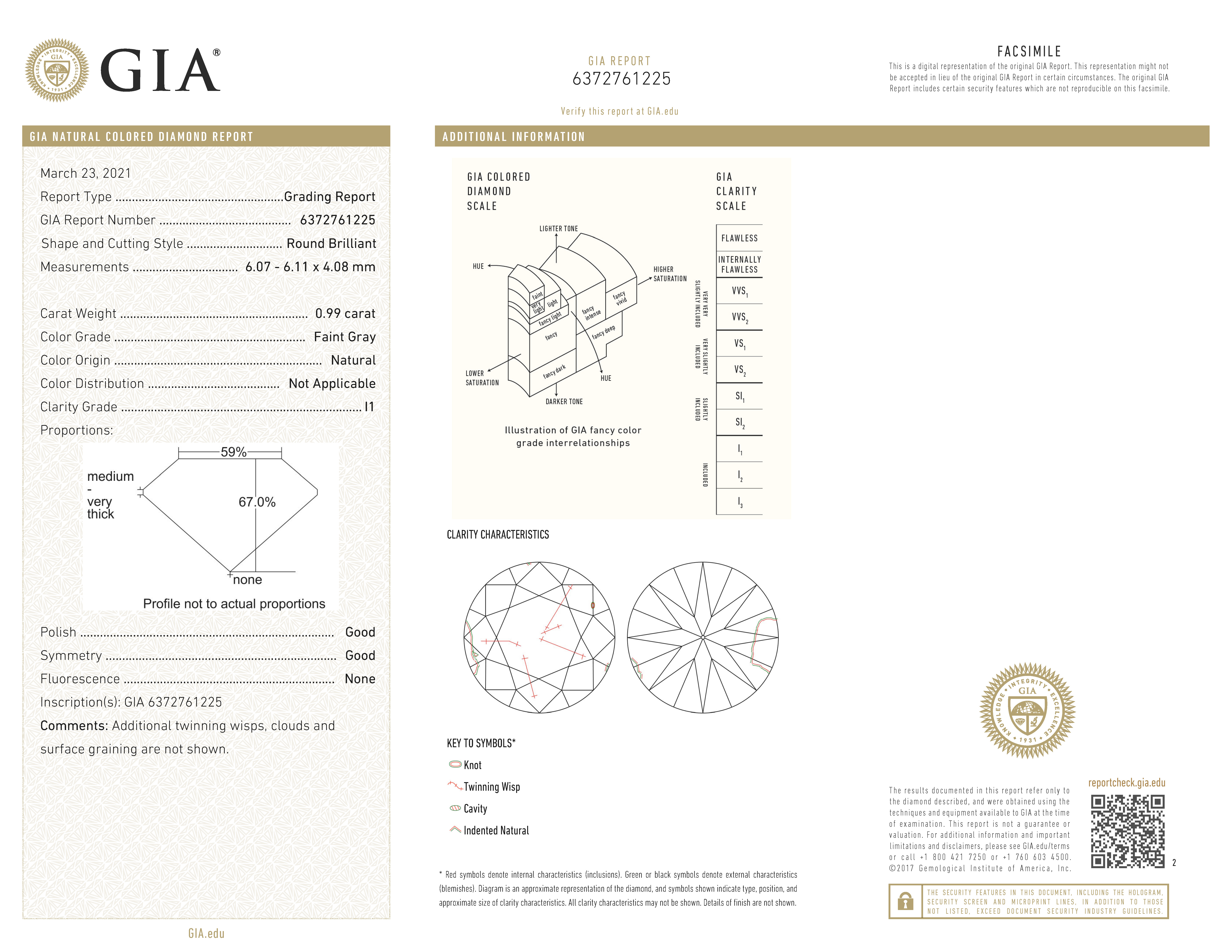 GIA-gecertificeerde briljant geslepen natuurlijke diamant van 0.99 ct.