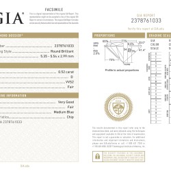 GIA-gecertificeerde briljant geslepen natuurlijke diamant van 0.52 ct.