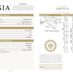 GIA-gecertificeerde briljant geslepen natuurlijke diamant van 0.54 ct.