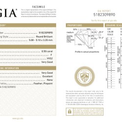 GIA-gecertificeerde briljant geslepen natuurlijke diamant van 0.50 ct.