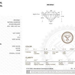 IGI-gecertificeerde briljant geslepen natuurlijke diamant van 0.47 ct.