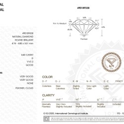 IGI-gecertificeerde briljant geslepen natuurlijke diamant van 0.40 ct.