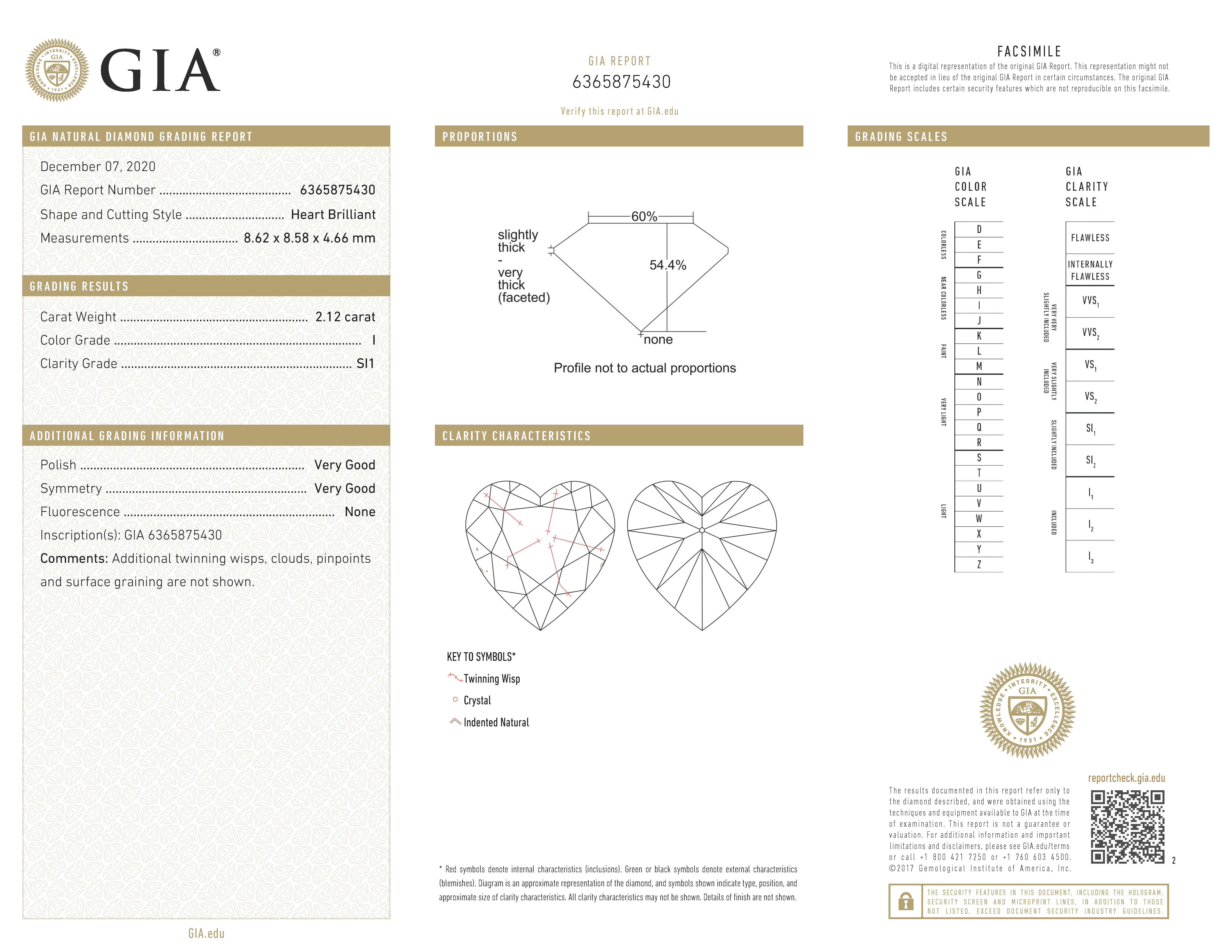 GIA-gecertificeerde hart briljant geslepen natuurlijke diamant van 2.12 ct.