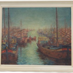 W. L. H. Pieters (1901-1989), Havengezicht met vele boten.