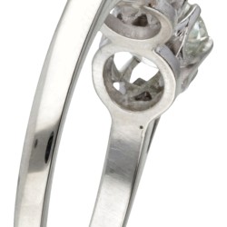 14 kt. Witgouden 3-steens ring bezet met 1.70 ct. diamant.