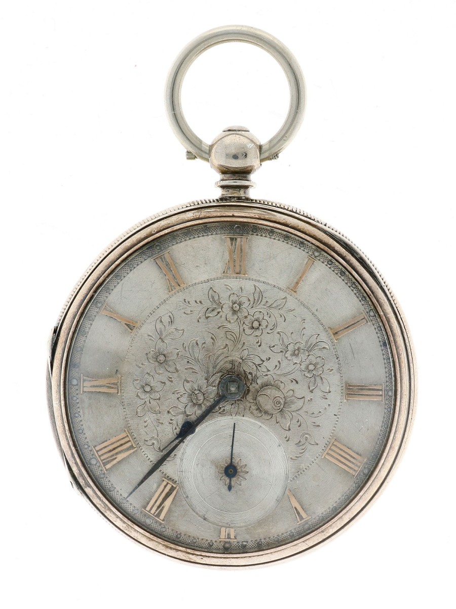 Engels zilveren zakhorloge snek ankergang - Heren zakhorloge - ca. 1874.