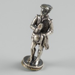 Miniatuur beroepswerker (Les Chapeliers, Foulons et Brandeviniers) zilver.