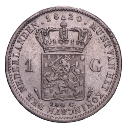 1 Gulden. Willem I. 1820. Zeer Fraai.