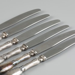 6-delige set dinermessen zilver.