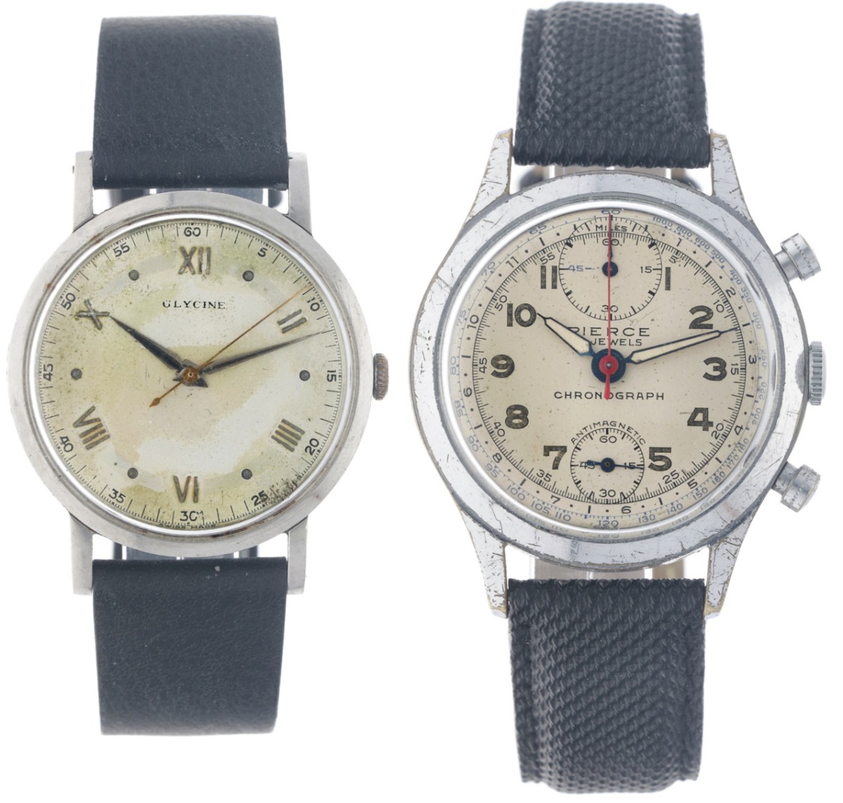 Lot van 2 vintage horloges - Pierce & Glycine - Heren polshorloge - ca. 1950.