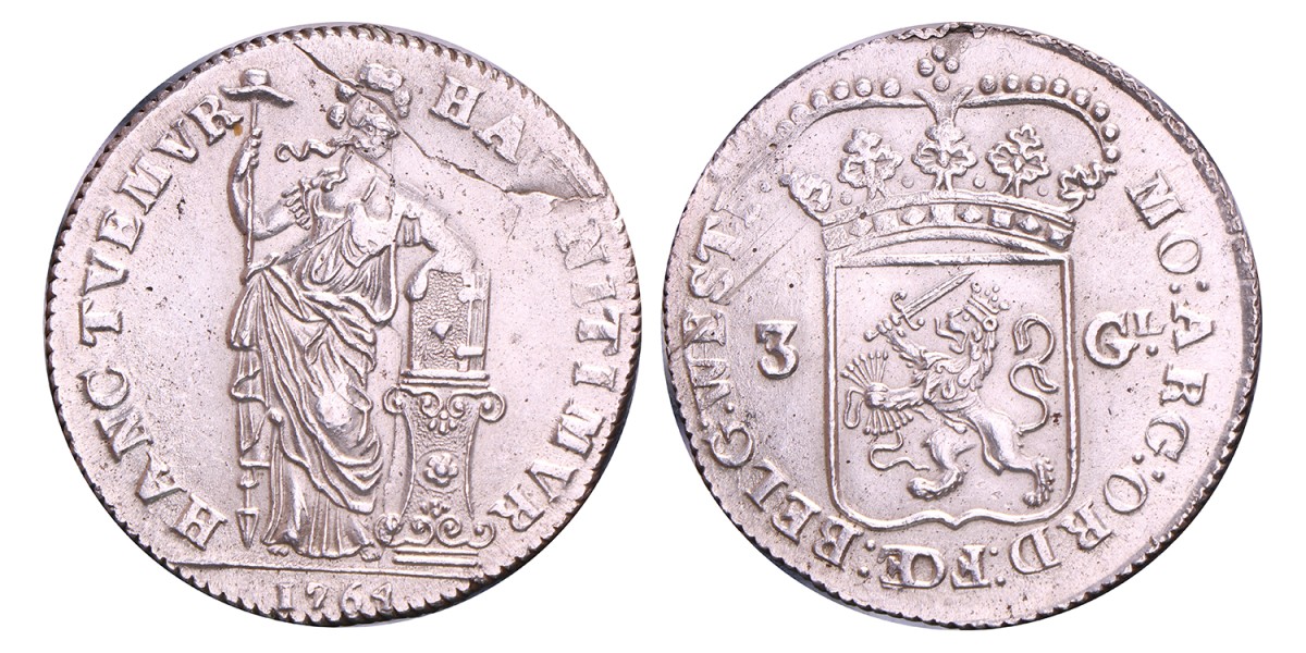 3 Gulden. West-Friesland. 1764. Prachtig.