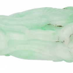 Grote hanger van gesneden jade in een geelgouden montuur - 14 kt.