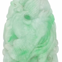 Grote hanger van gesneden jade in een geelgouden montuur - 14 kt.