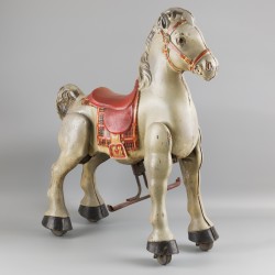 Een vintage stalen speelgoed paard "MODO", D. Sebel, ca. 1950.