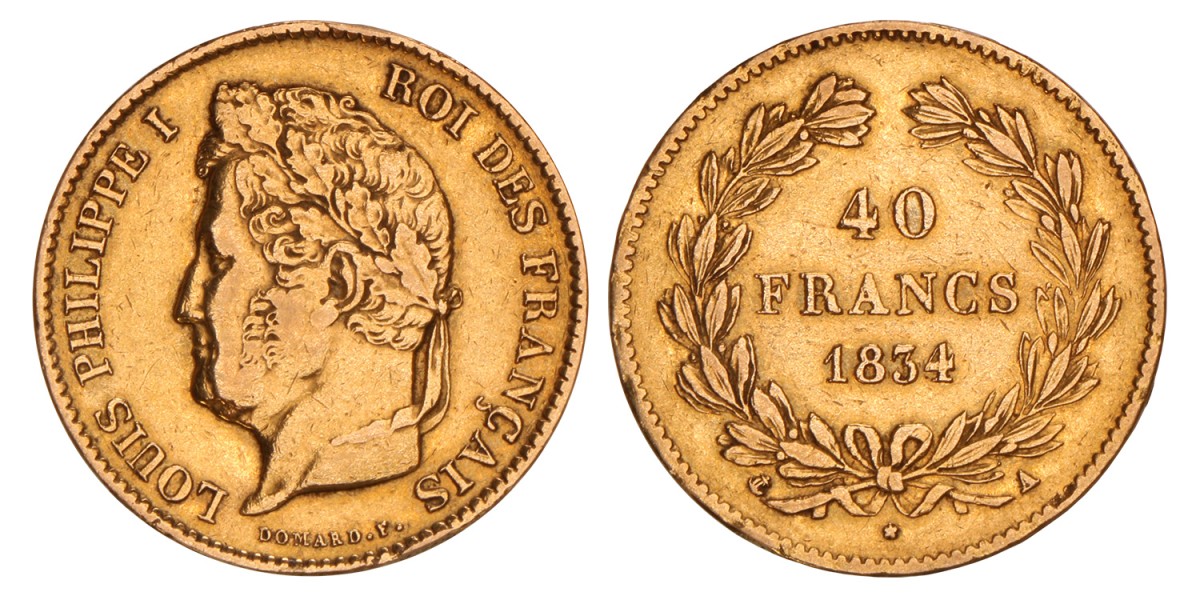 France. Louis-Philippe I. 40 Francs. 1834 A.