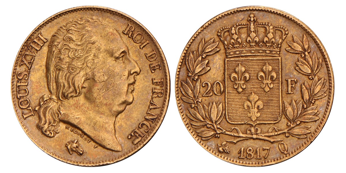 France. Louis XVIII. 20 Francs. 1817 Q.
