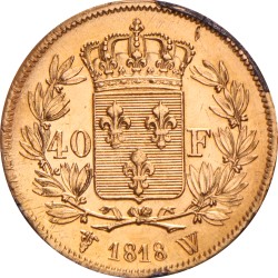 France. Louis XVIII. 40 Francs. 1818 W.