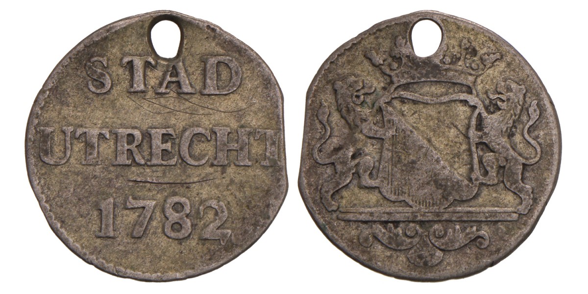 Duit. Afslag in Zilver. Utrecht. 1782. Fraai / Zeer Fraai.
