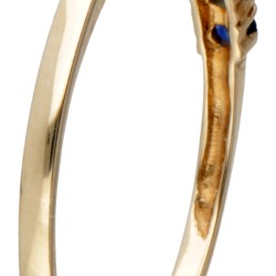 14 kt. Geelgouden alliance ring bezet met ca. 0.18 ct. natuurlijke saffier.