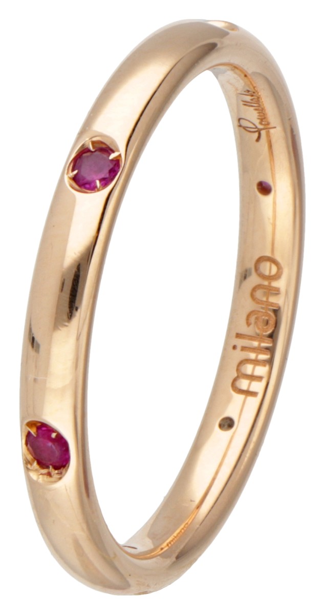 18 kt. Roségouden Pomellato Milano ring bezet met ca. 0.12 ct. robijn.