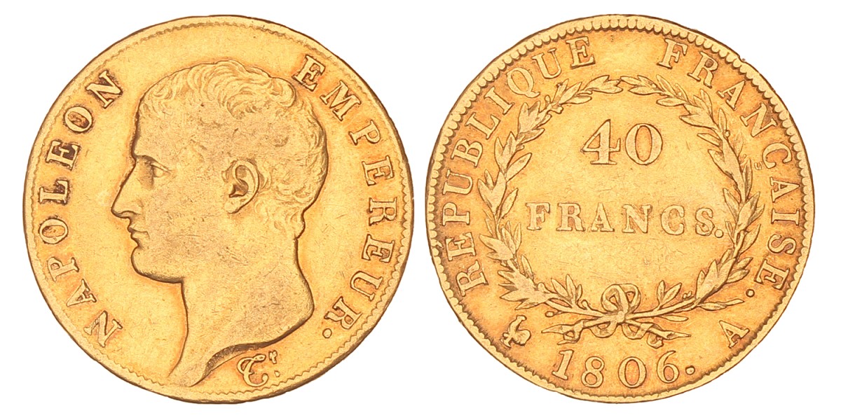 France. Empire. Napoleon. 40 Francs. 1806 A.