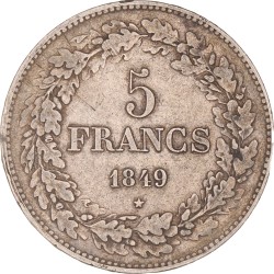 Belgium. Leopold I. 5 Franc. 1849.