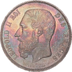 Belgium. Leopold II. 5 Francs. 1875.