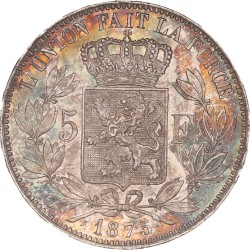 Belgium. Leopold II. 5 Francs. 1875.