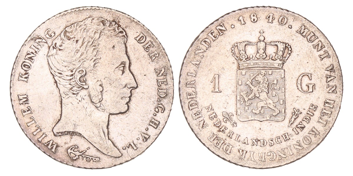 1 Gulden. Willem I. 1840. Fraai / Zeer Fraai.