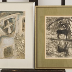 Marc Chagall (Liozna, Belarus 1887 - 1985, Saint Paul de Vence, France), "David sauvé par Mical"; "Le cerf se voyant dans l'eau."