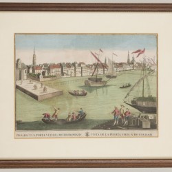 Een lot bestaande uit (3) 18e-eeuwse optica prenten van Rotterdam.