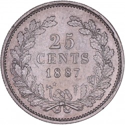25 Cent Willem III 1887. Prachtig - (R. opgewreven).