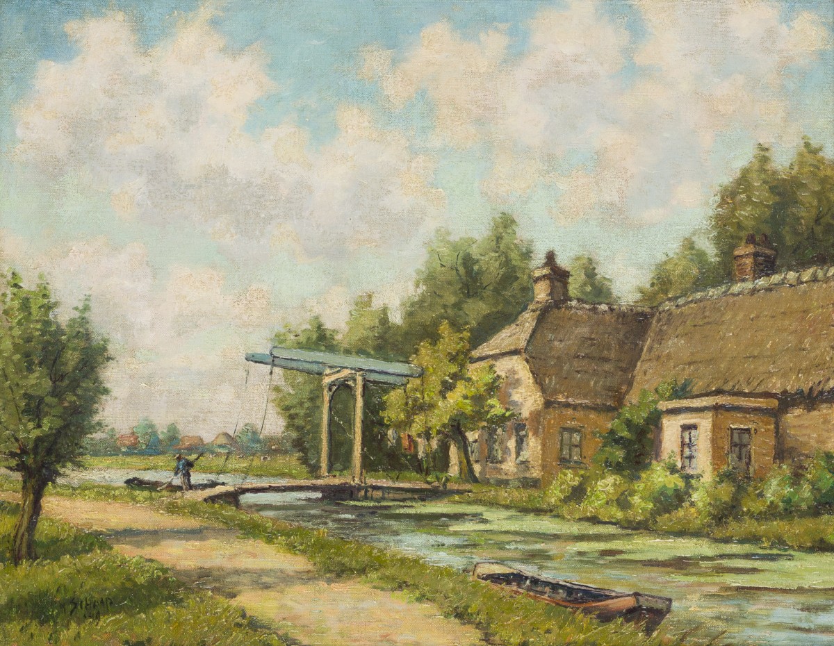 H. Schaap (1878 - 1955), Een ophaalbrug, 1949.