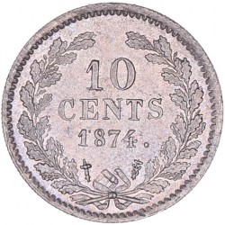 10 cent Willem III 1874 zwaard met klaverbladvormig einde. Prachtig / FDC.