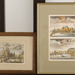 Hollandse school, Een lot bestaande uit (2) gravures met voorstellingen van Amsterdam, Oude Reguliers Poort en de Heylige Weghs Poort (Heiligenweg), 18e eeuw. 