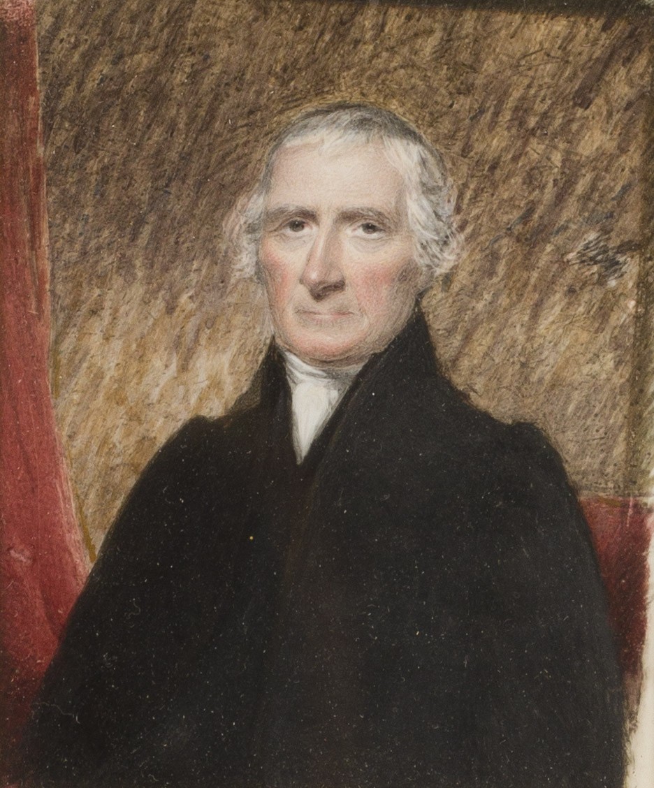 Franse School, Miniatuurportret van een oude man, 19e eeuw. 