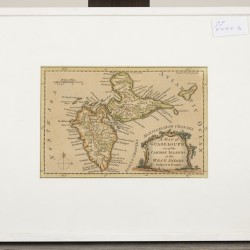 Rigobert Bonne (1727 - 1794); Nicolas Bellin (1703 - 1772) - Een landkaart van Guadeloupe, daarbij Dominique, koloniën van Frankrijk, 18e eeuw. 