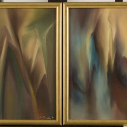 Ton Pape (Rijswijk 1916 - 2003 Den Haag), Een lot van (3) schilderijen, abstracte composities, 20e eeuw.