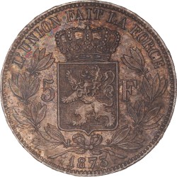 Belgium. Leopold II. 5 Francs. 1873.