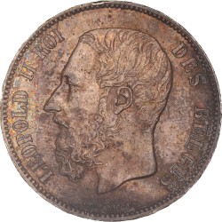 Belgium. Leopold II. 5 Francs. 1873.