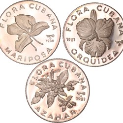 Cuba. Lot (3) 5 Pesos 'Cuban Flora' serie. 1980 - 1981.