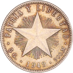 Cuba. 20 Centavos. 1949. AUnc.